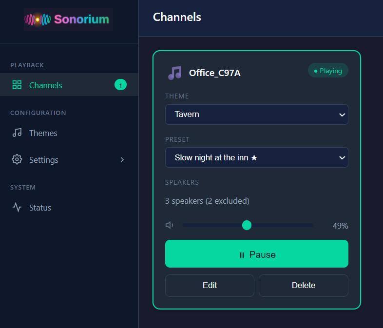 Sonorium Channels View